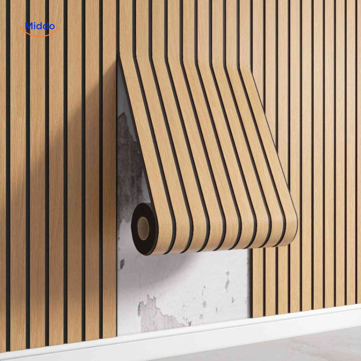 woodline wandpanelen licht eiken rol lamellenwand www.middo.nl