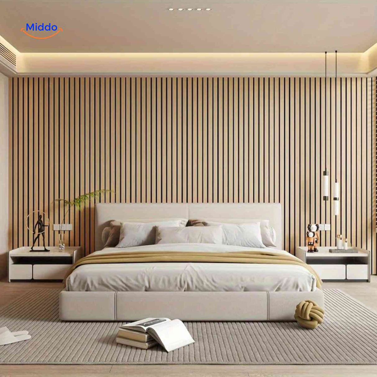 woodline wandpanelen modern minimalistisch slaapkamerontwerp www.middo.nl