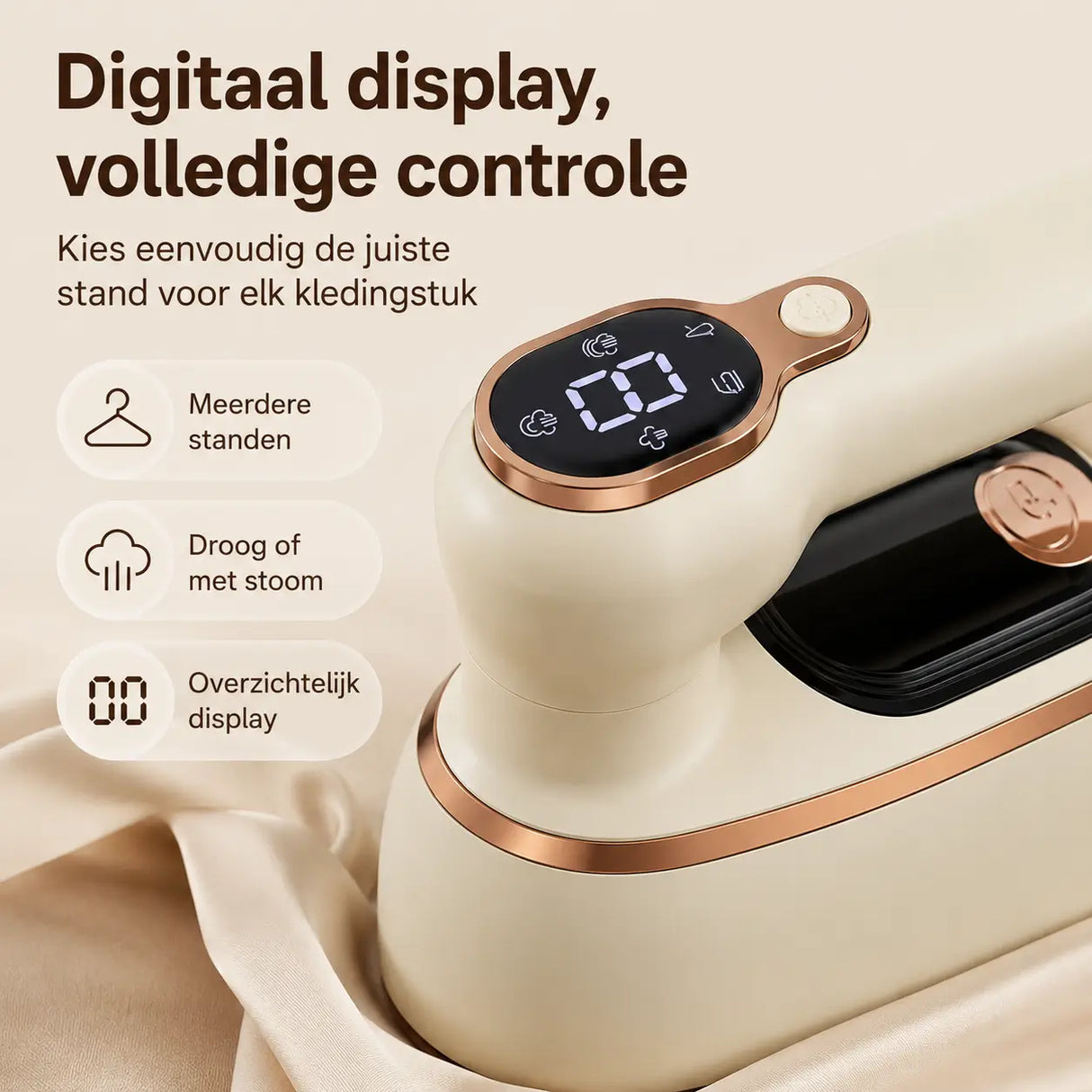 Steamova stoomstrijkijzer met digitaal display en meerdere standen voor volledige controle
