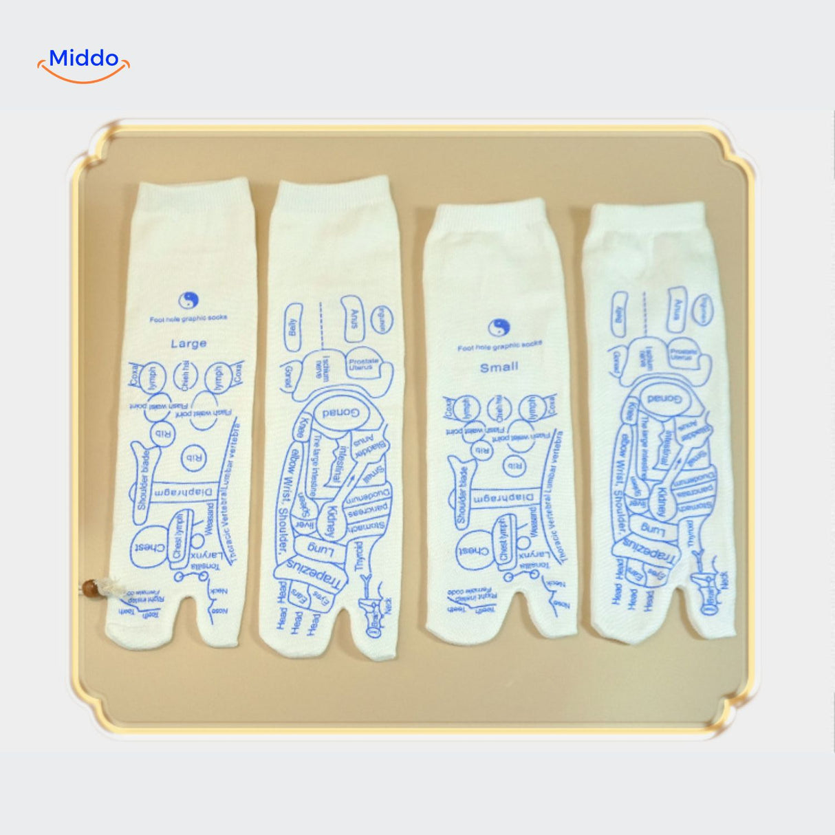Acupoint Sokken verschillende groottes voor gezondheid www.middo.nl