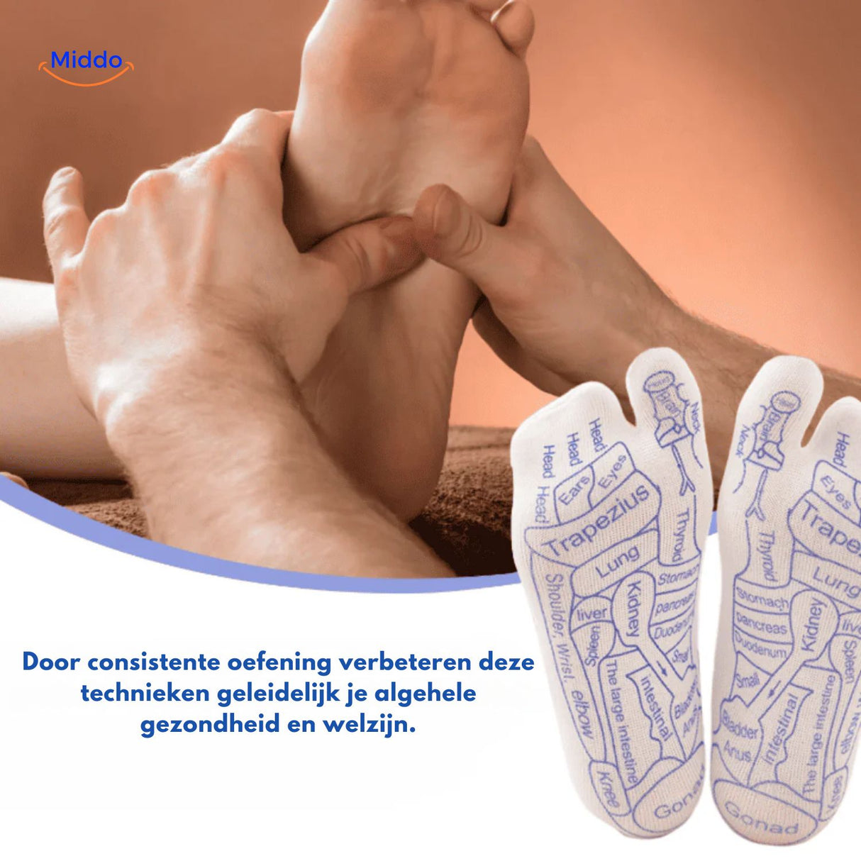 Acupoint Sokken voet ondersteuning met acupressuur www.middo.nl