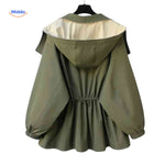 AquaShell jas groen met capuchon en licht detail damesjack www.middo.nl