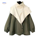 AquaShell jas groen met creme hoge kraag damesjack www.middo.nl