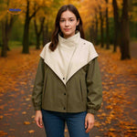 AquaShell jas groen met creme kraag damesjack www.middo.nl