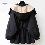 AquaShell jas zwart met capuchon en creme detail damesjack www.middo.nl