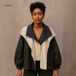 AquaShell jas zwart met creme kraag damesjack www.middo.nl