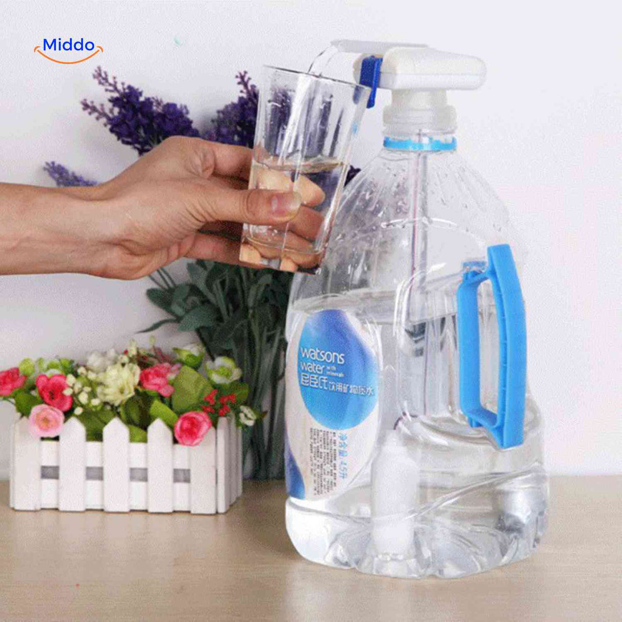 Aquapress Waterpomp automatische waterdispenser voor flessen www.middo.nl