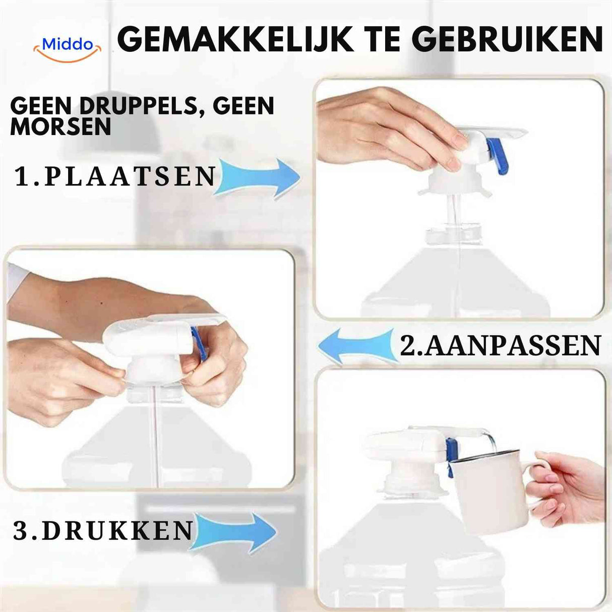 Aquapress Waterpomp snel drank inschenken zonder morsen www.middo.nl