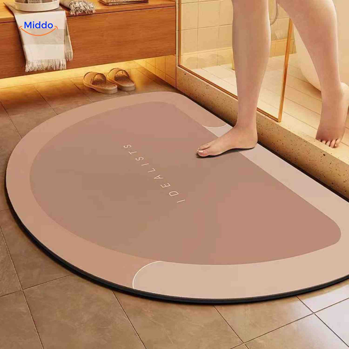 Aquastep Badmat halfrond bruine kleur www.middo.nl