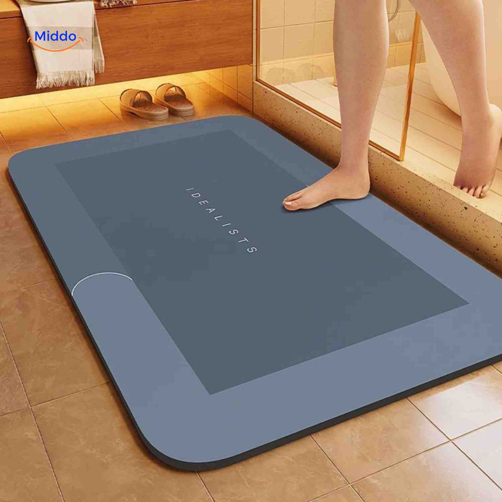 Aquastep Badmat rechthoek blauw grijze kleur www.middo.nl