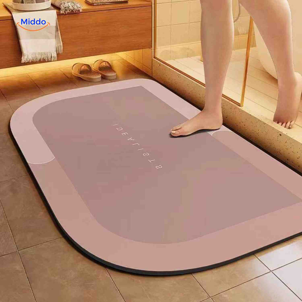 Aquastep Badmat rechthoek bruine kleur omgekeerd www.middo.nl