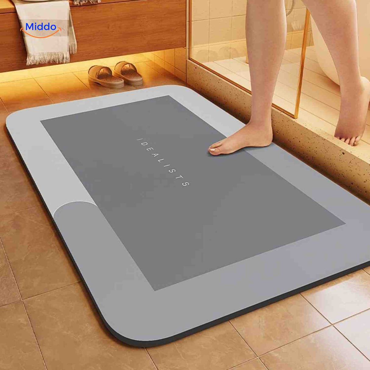 Aquastep Badmat rechthoek donker grijze kleur www.middo.nl