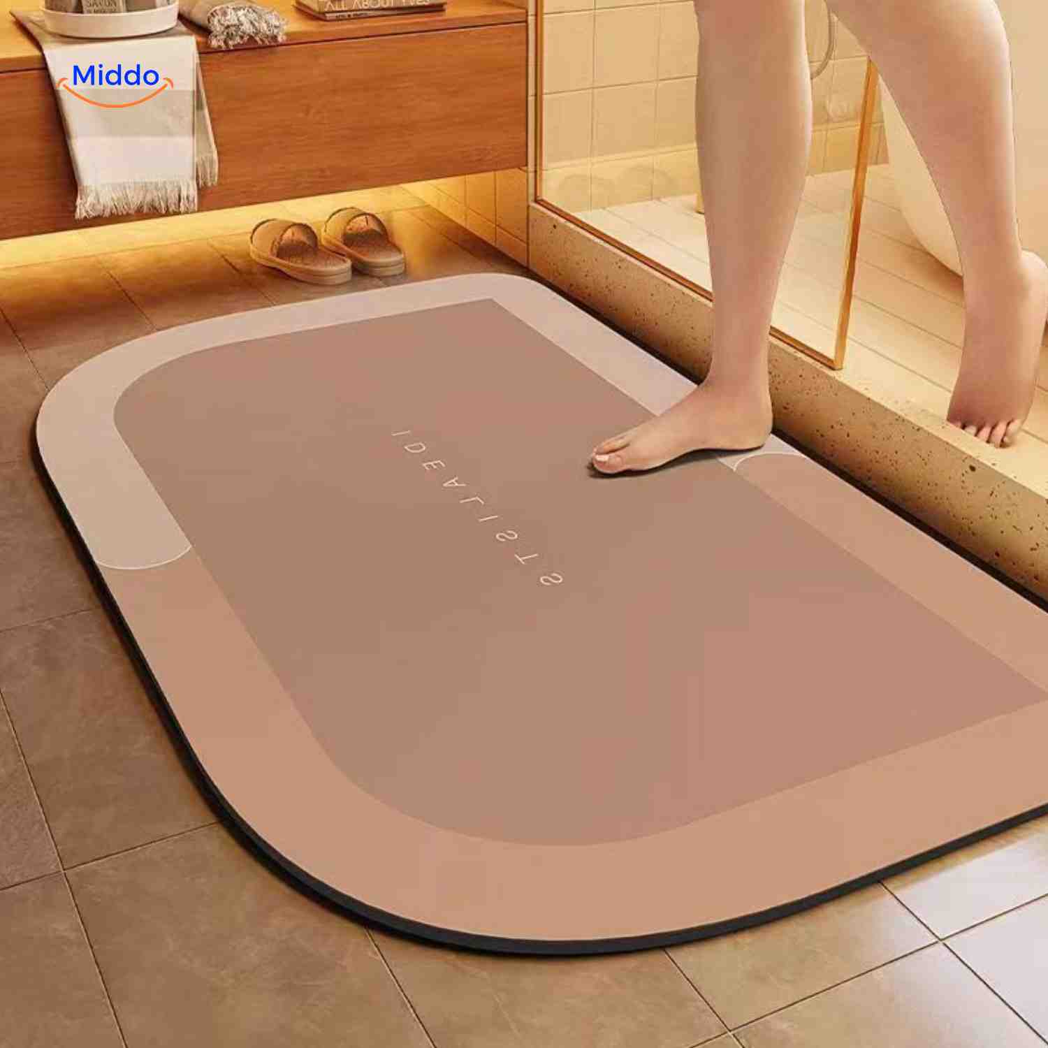 Aquastep Badmat rechthoek omgekeerd bruine kleur www.middo.nl