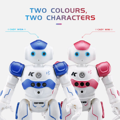 Afbeelding van de Arlock kinderrobot met beschrijving van functies: intellectuele programmering, gebarensensor, patrouilleren en obstakelvermijding, zingen en dansen, en automatisch display