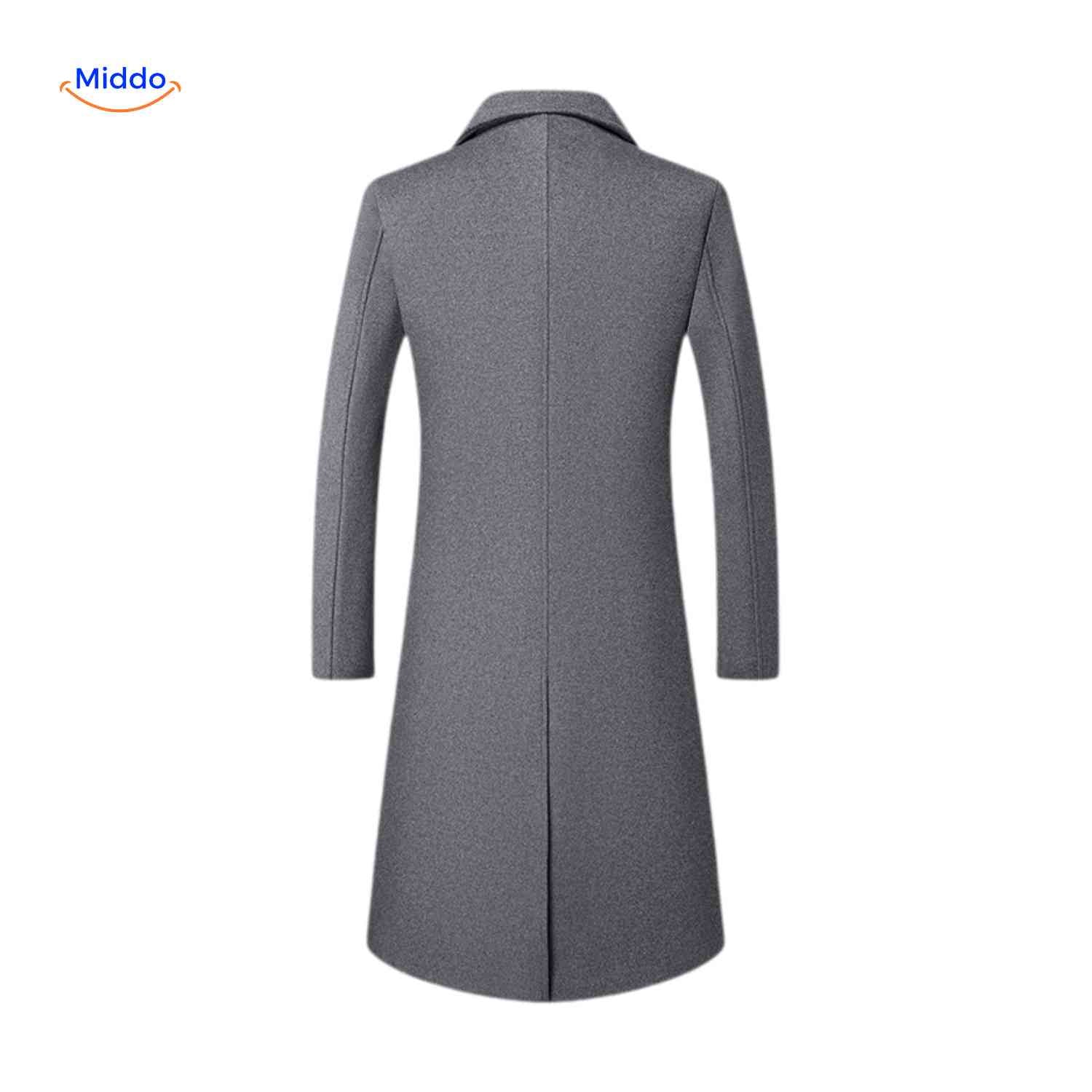 Ashford Wol Trench grijze lange wintermantel herenwww.middo.nl