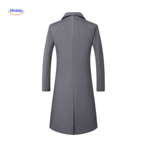 Ashford Wol Trench grijze lange wintermantel herenwww.middo.nl