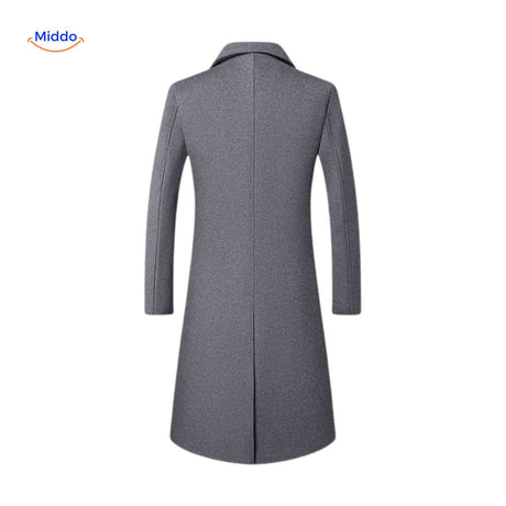 Ashford Wol Trench grijze lange wintermantel herenwww.middo.nl