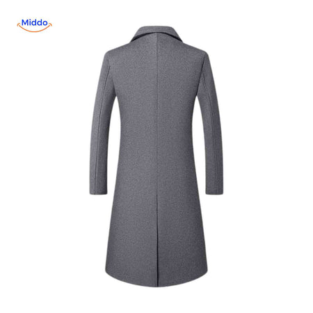 Ashford Wol Trench grijze lange wintermantel herenwww.middo.nl