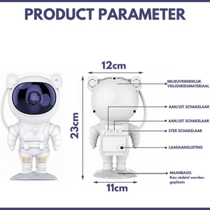 Afmetingen van de AstroNaut Galaxy Projector