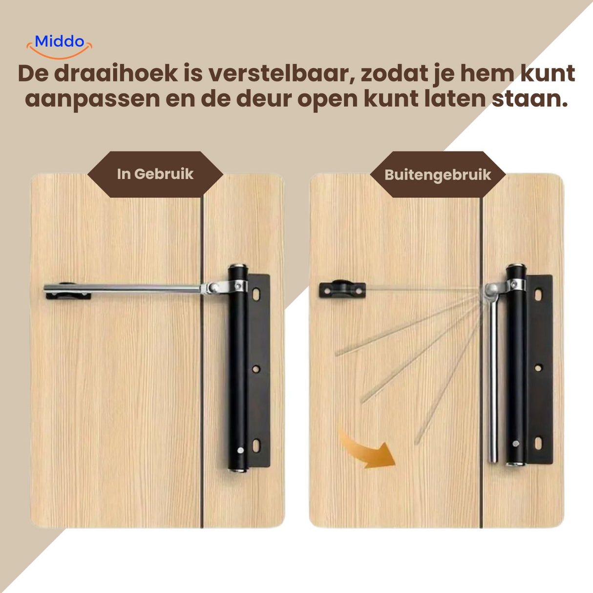 AutoClose Deursluiter verstelbare draaihoek deur sluiter www.middo.nl