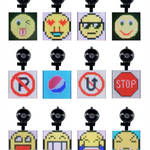 Variaties AutoPixel emoji's voor in je auto op witte achtergrond.