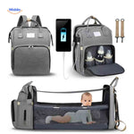 BabyLuxe Rugtas grijs multifunctionele luiertas met wieg en usb www.middo.nl