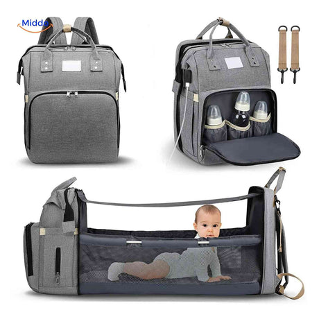 BabyLuxe Rugtas multifunctionele luiertas met wieg en flesvakken www.middo.nl