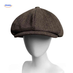 Blinderstyle Cap bruine chevron ruit bakerboy pet www.middo.nl