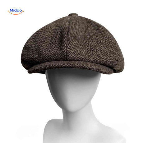 Blinderstyle Cap bruine chevron ruit bakerboy pet www.middo.nl