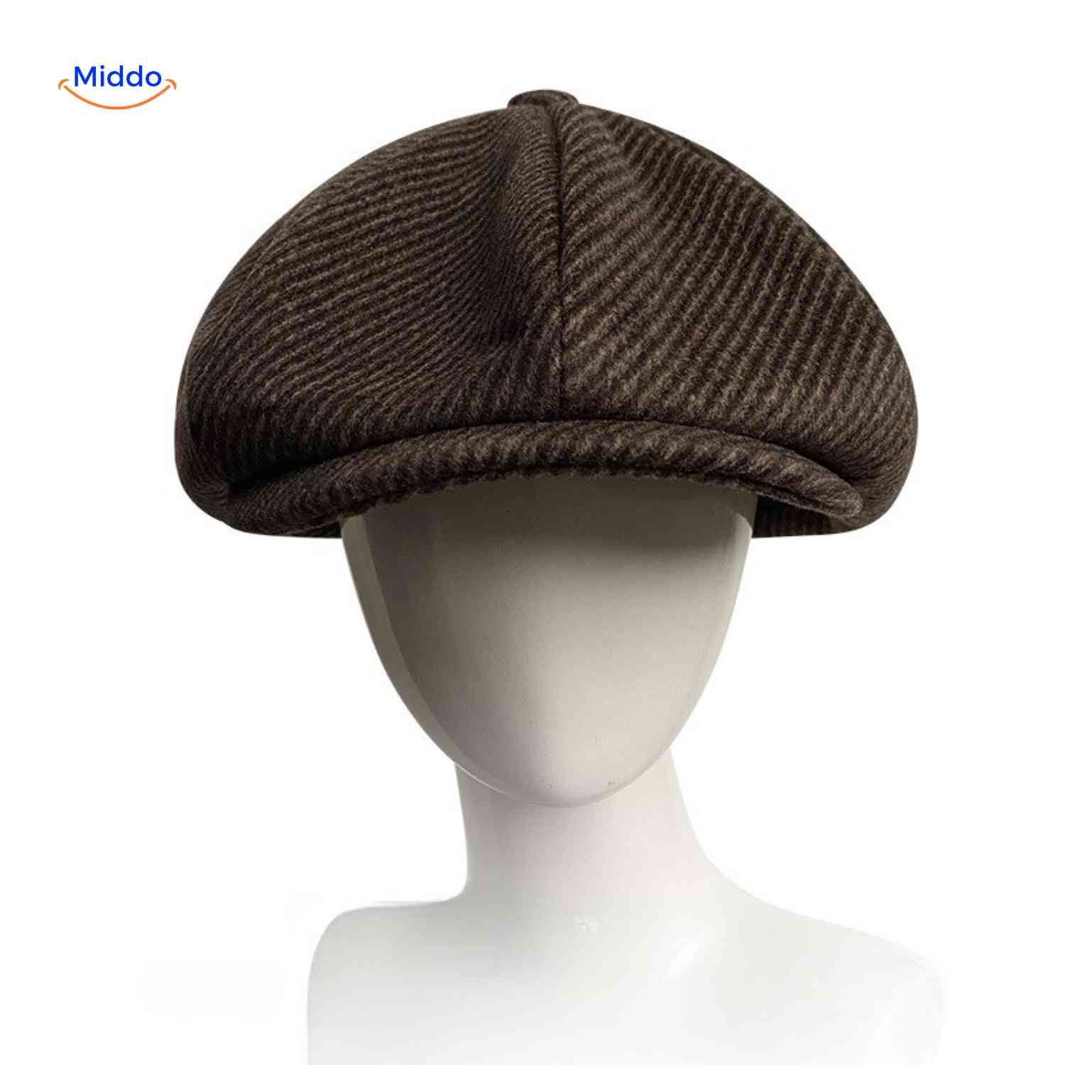 Blinderstyle Cap bruine gestreepte cabby muts www.middo.nl