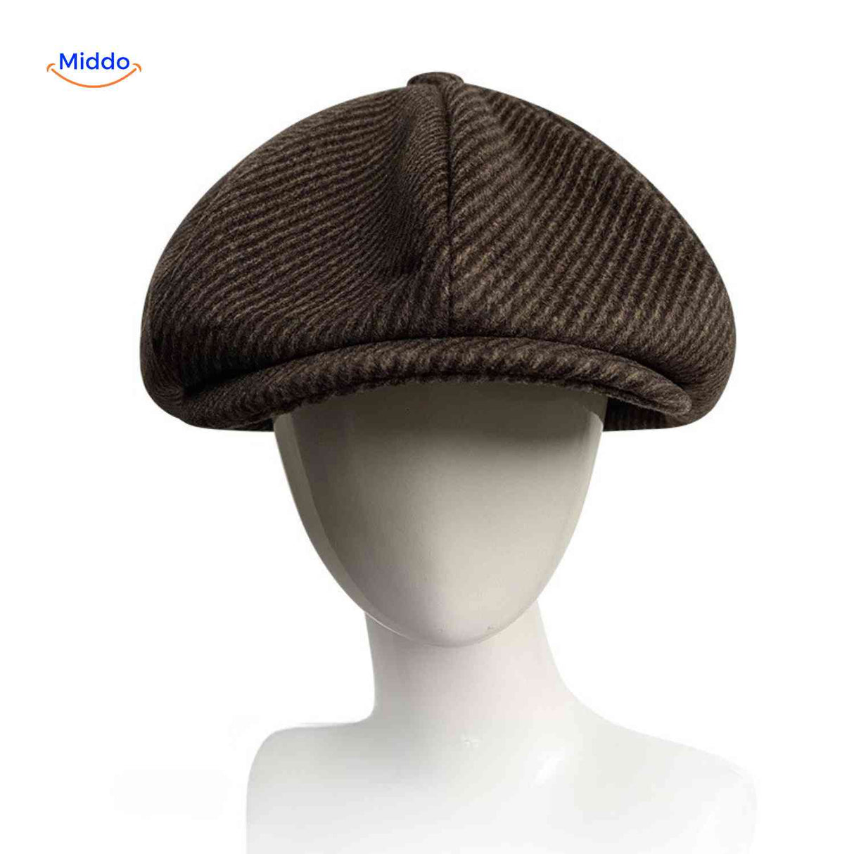 Blinderstyle Cap bruine gestreepte cabby muts www.middo.nl