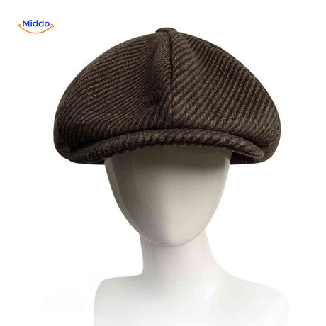 Blinderstyle Cap bruine gestreepte cabby muts www.middo.nl