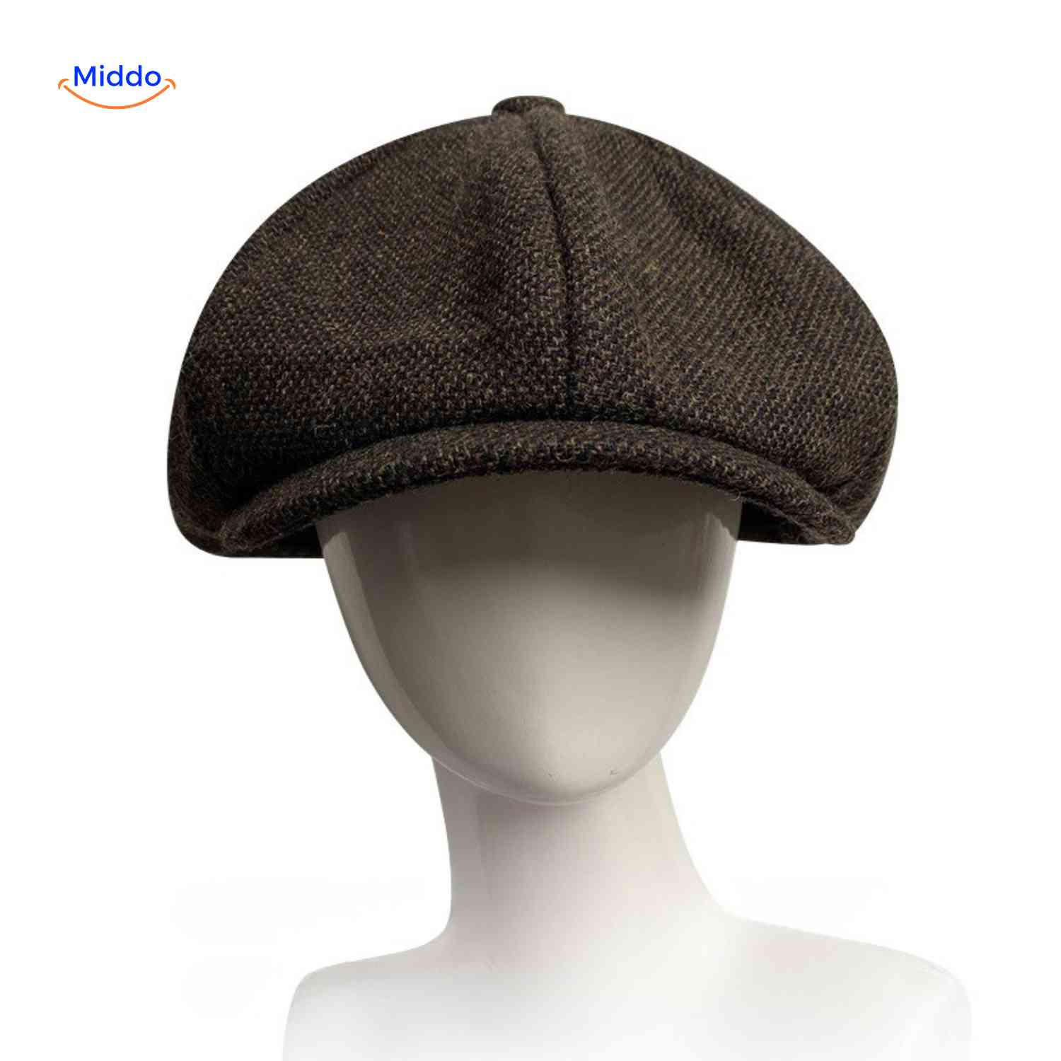 Blinderstyle Cap donkerbruine tweed peaky cap www.middo.nl