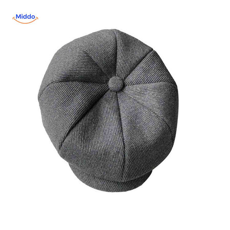 Blinderstyle Cap grijze wollen vintage platte pet www.middo.nl