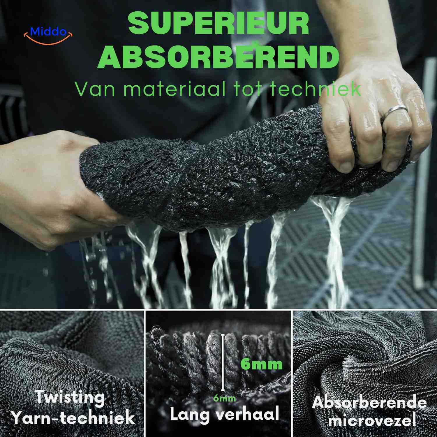 BraidDry Handdoek microvezel snel droog reinigingshanddoek www.middo.nl
