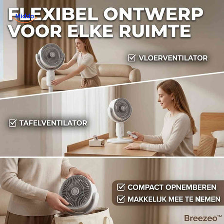 Breezeo Ventilator flexibele tafel en vloerventilator www.middo.nl