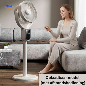 Breezeo Ventilator oplaadbare ventilator met afstandsbediening www.middo.nl