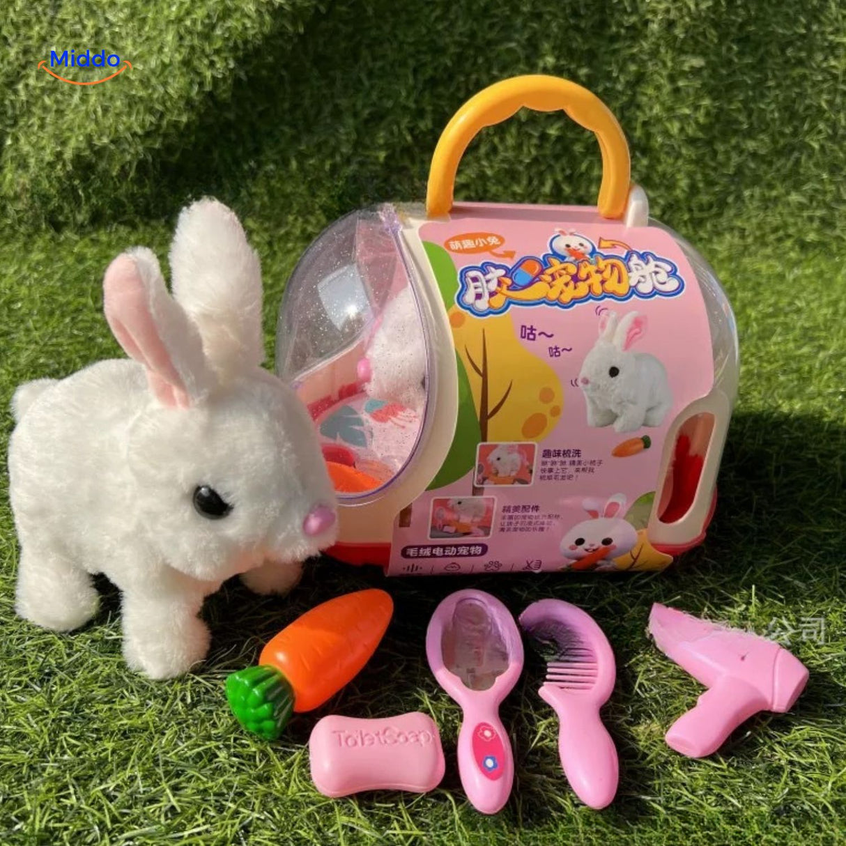 BunnyBuddy Plush wit konijn met speelgoed in doos www.middo.nl