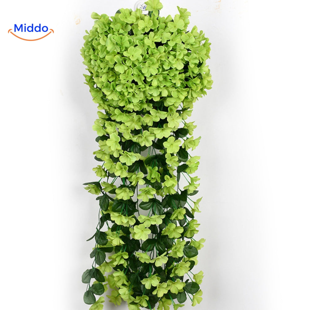 Groene charmante orchideeën aan de muur