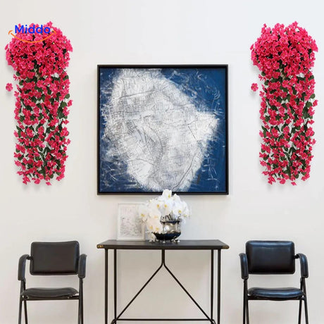 Twee rode charmante orchideeën decoraties aan muur