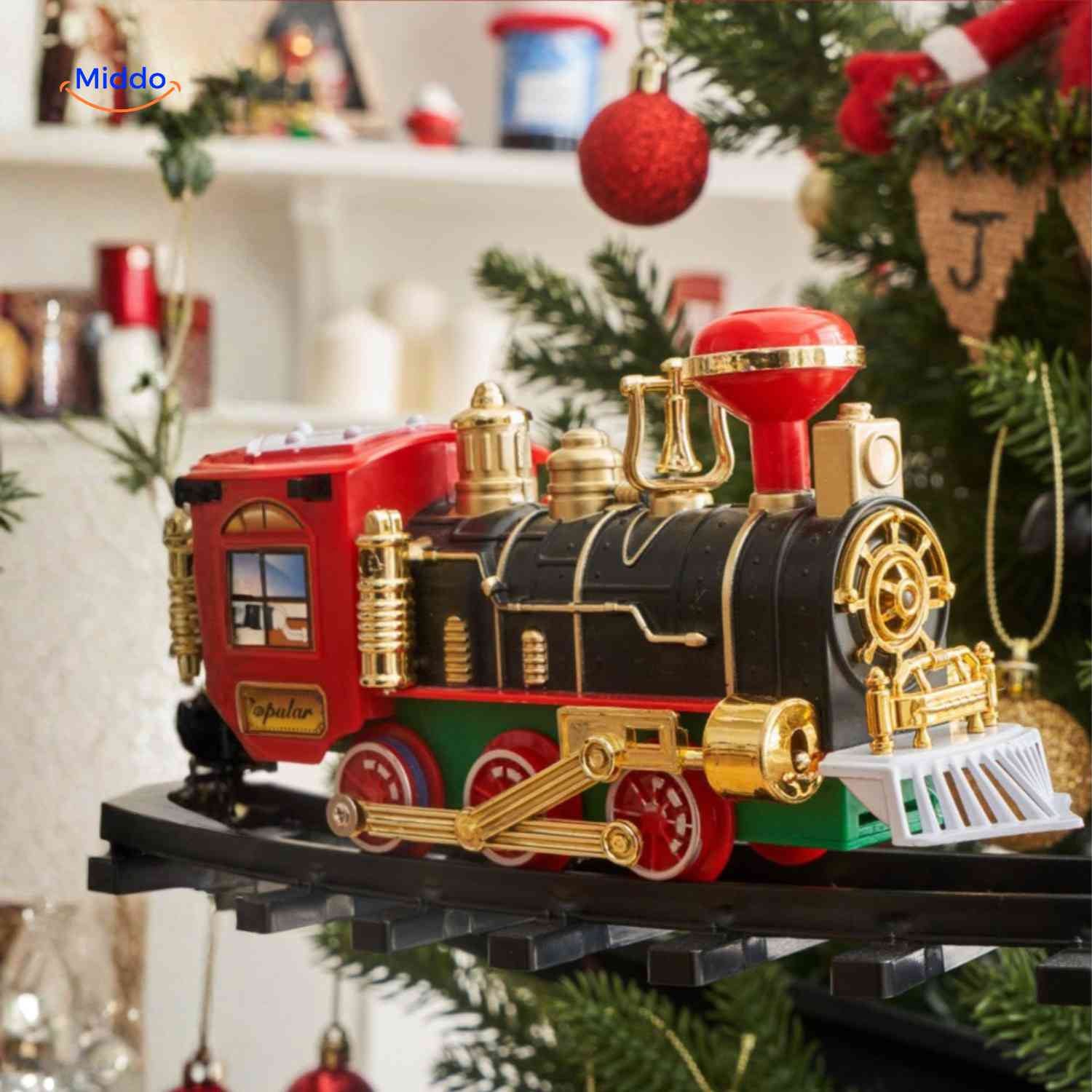 ChristmasRail Trein kerstdecoratie met ronde trein www.middo.nl