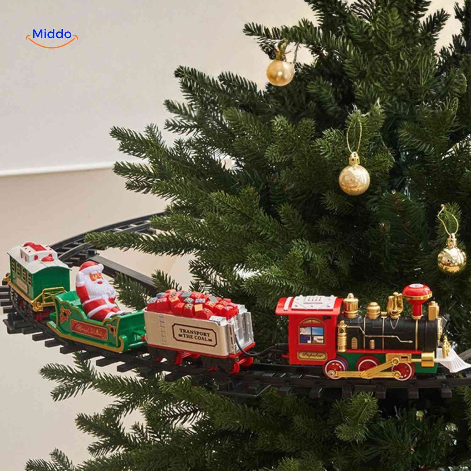 ChristmasRail Trein kersttrein rond kerstboom 90cm spoor www.middo.nl