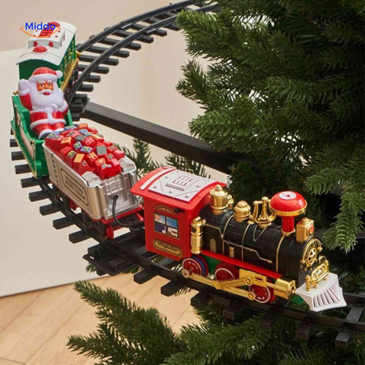 ChristmasRail Trein ronde kerstboomtrein met wagons www.middo.nl
