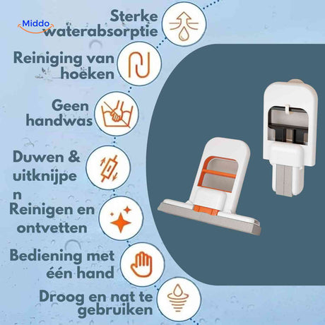 Cleanzy Mop sterke waterabsorptie voor hoeken en natte oppervlakken www.middo.nl