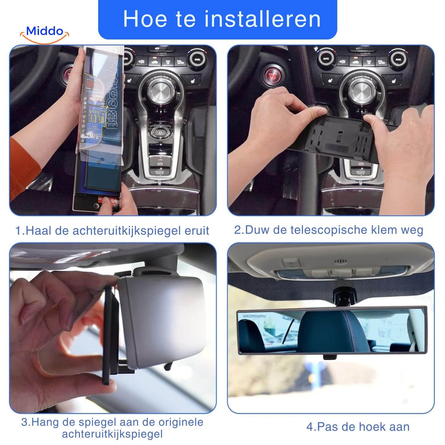 ClearView Spiegel installatie stappen met handleiding www.middo.nl