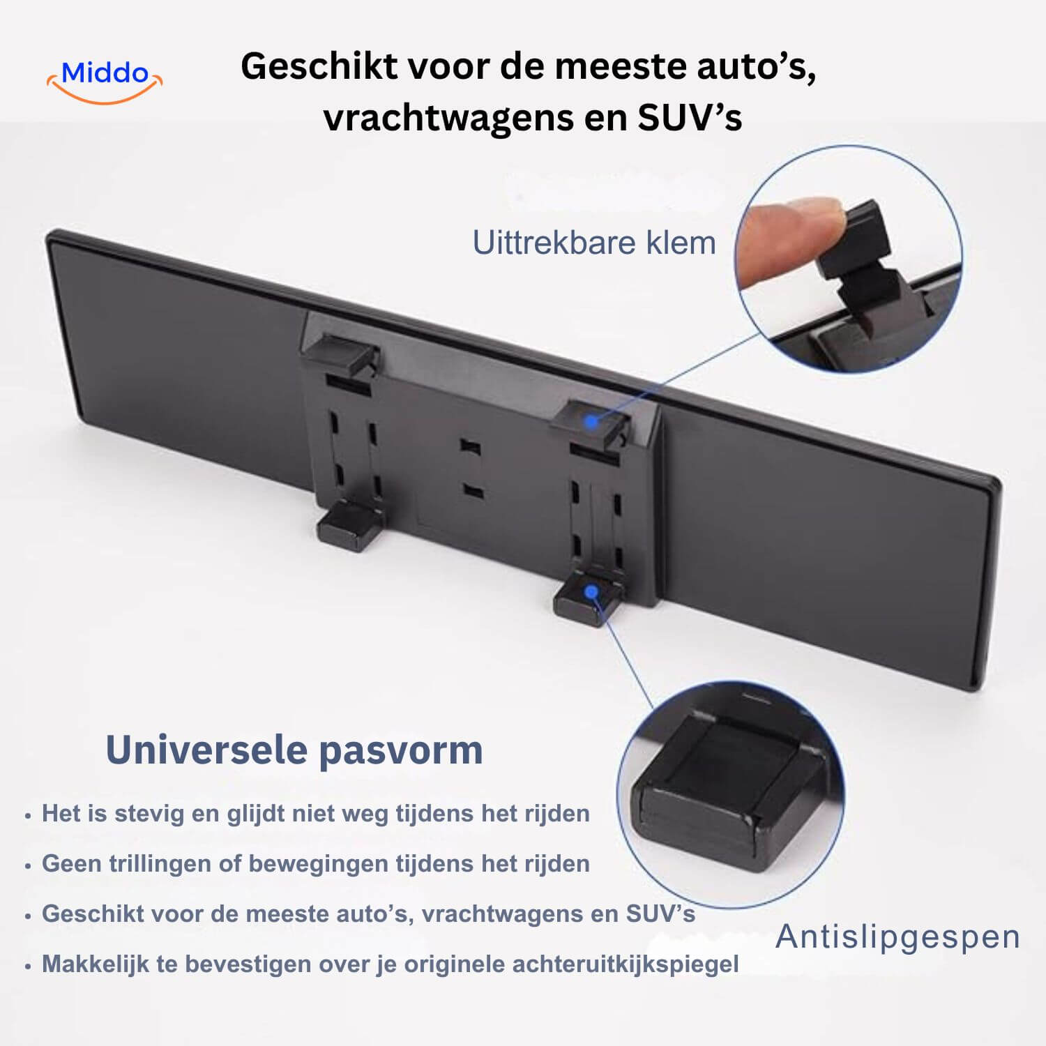 ClearView Spiegel met breedere kijkhoek en verbeterde veiligheid www.middo.nl