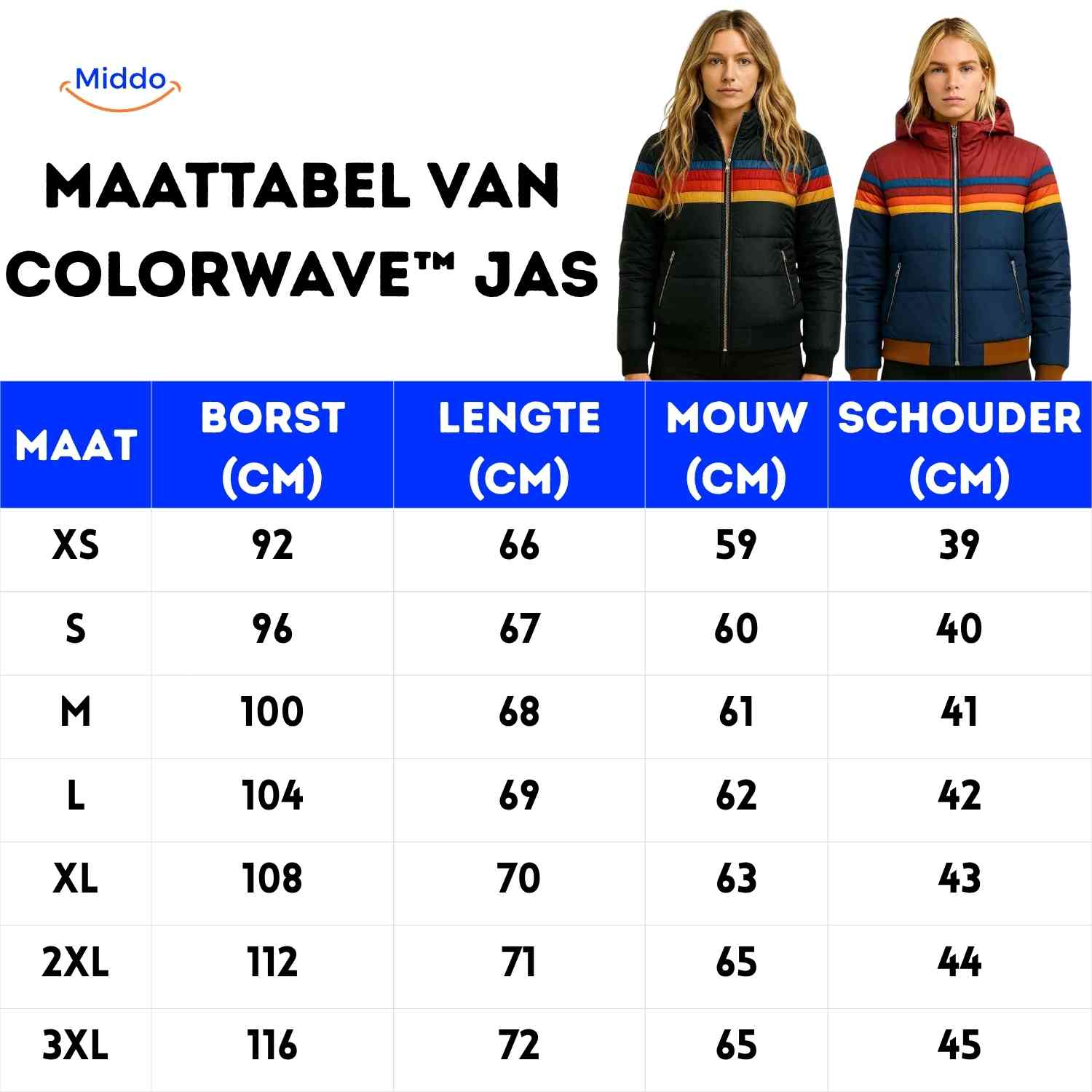 Colorwave Jas Van Maattabel