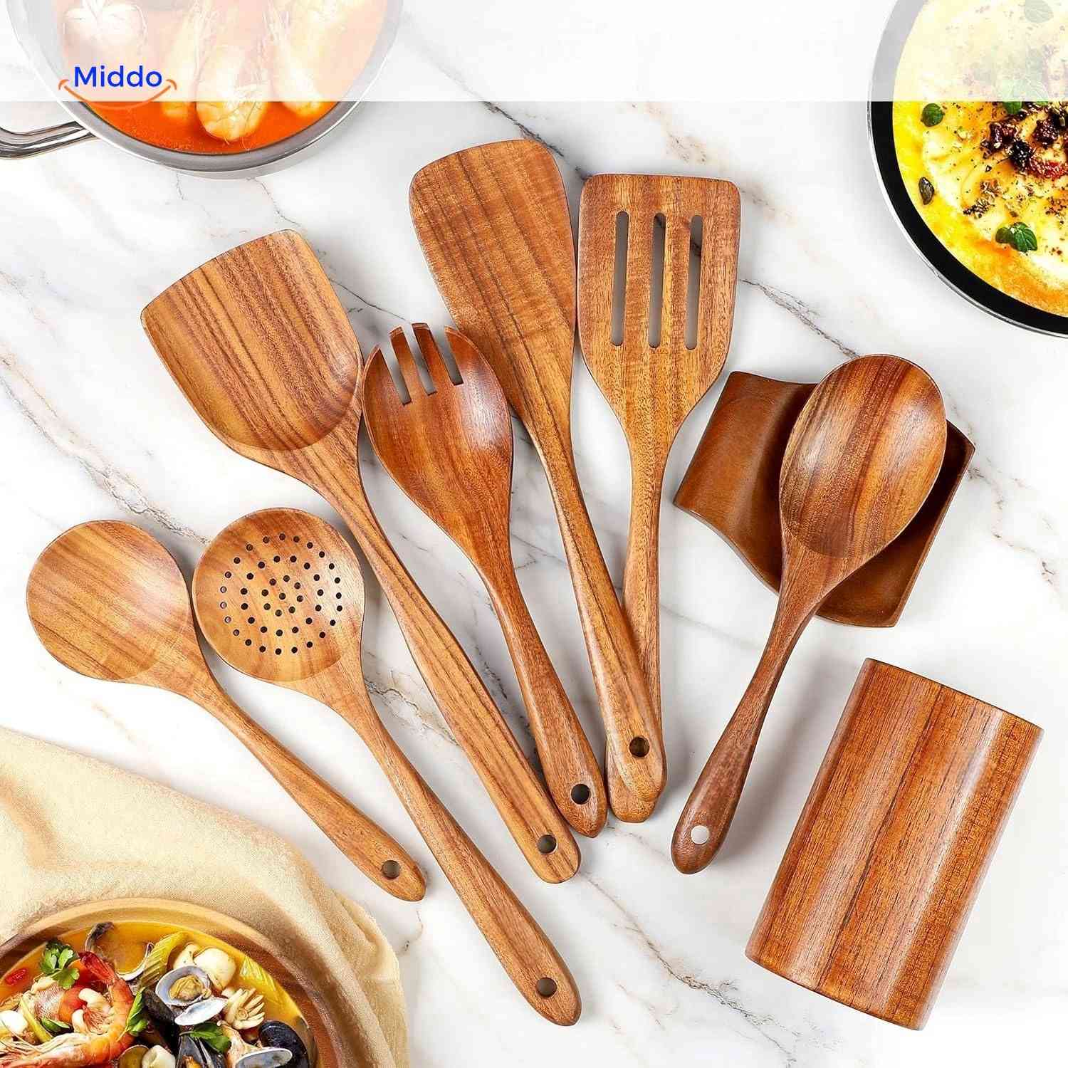 Cookora Spatelset houten keukenset met houder duurzaam www.middo.nl