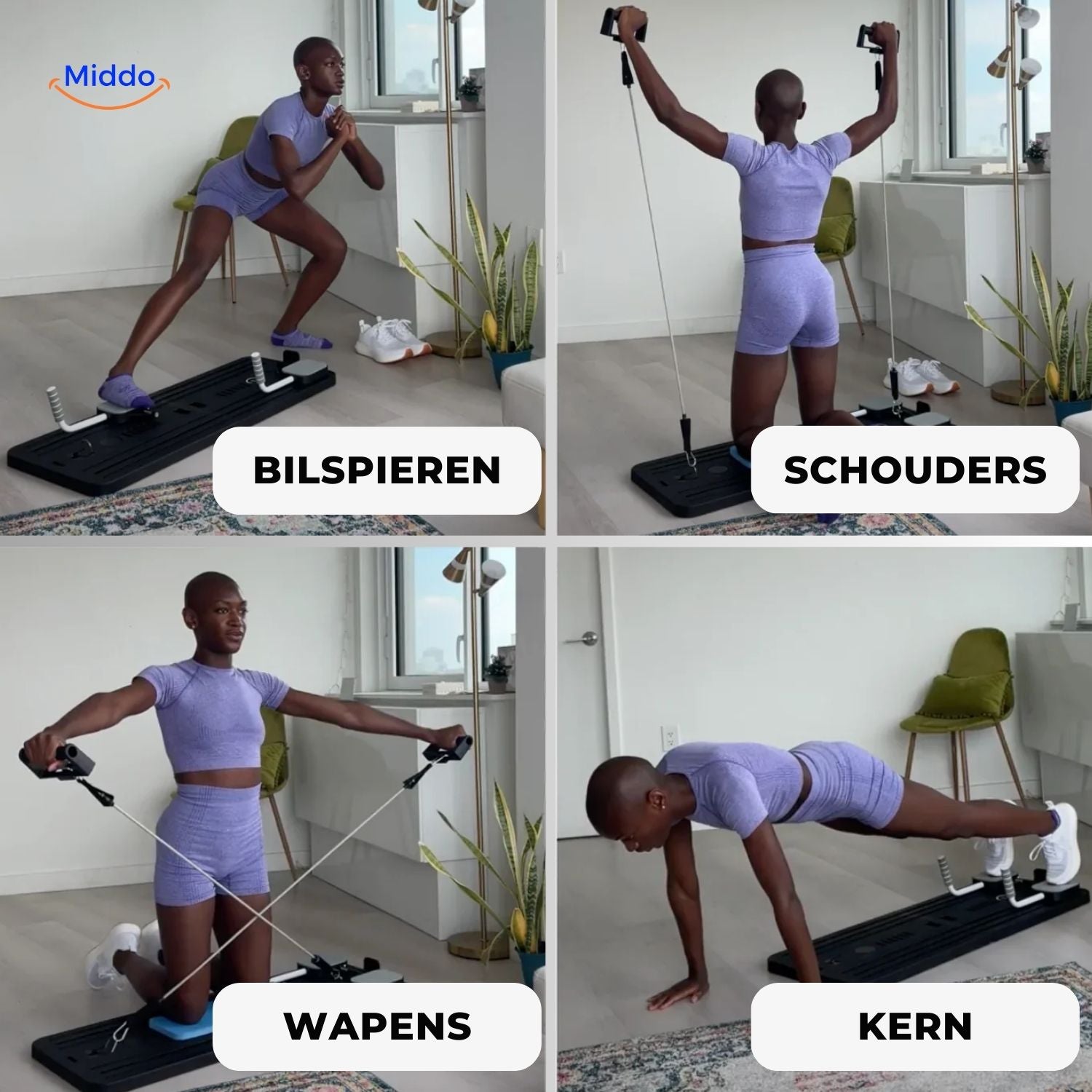 CoreFlex Fitnessbord kracht en core oefeningen met instructies www.middo.nl