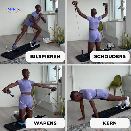 CoreFlex Fitnessbord kracht en core oefeningen met instructies www.middo.nl